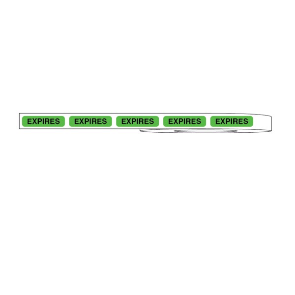 Label, EXPIRED 5/16" x 1-1/4" Fluorescent Green w/ black
